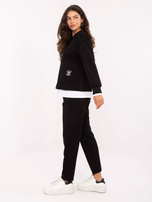 Czarny damski komplet z bluzą bez kaptura