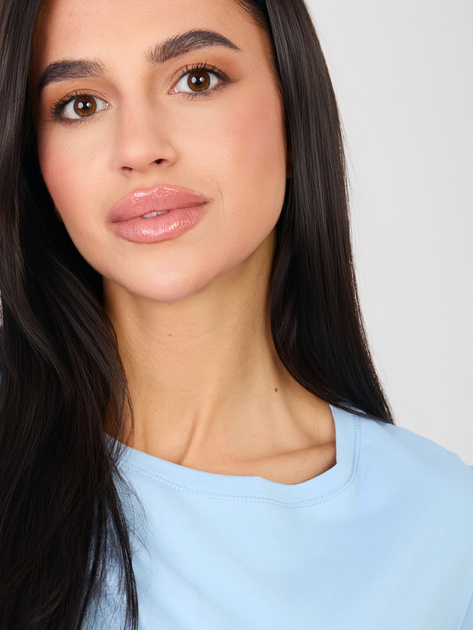 Jasnoniebieska damska bluzka basic z bawełny RUE PARIS