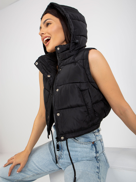 Hurt Czarna krótka kurtka zimowa z odpinanymi rękawami