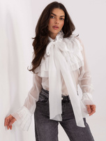 Biała elegancka koszula z kokardą