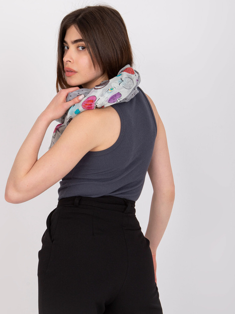 Biało-szara chusta z printem