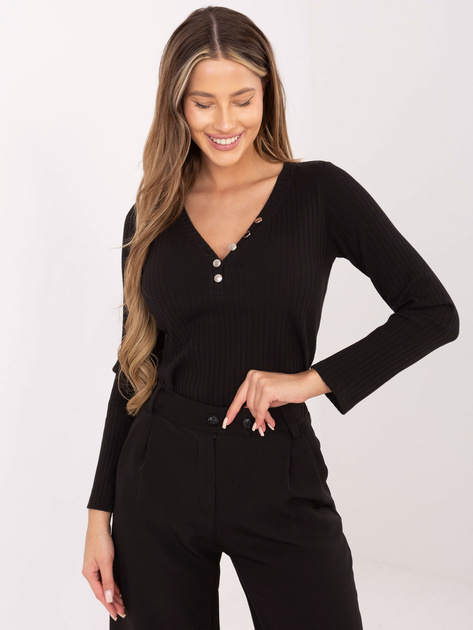 Czarna damska bluzka w szeroki prążek RUE PARIS