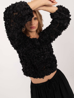 Hurt Czarna wizytowa bluzka z kwiatową aplikacją 3D