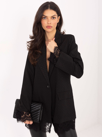 Czarna wizytowa marynarka z aplikacjami