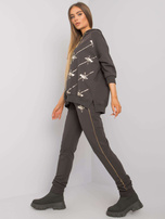 Ciemny khaki komplet dwuczęściowy z printem Cliffton