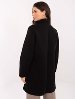 Czarny piankowy płaszcz z broszką RUE PARIS