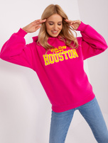 Großhandel Fuchsia Damen Kapuzenpullover mit Aufschrift.