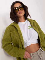 Oliwkowa koszulowa kurtka z dzianiny boucle RUE PARIS 