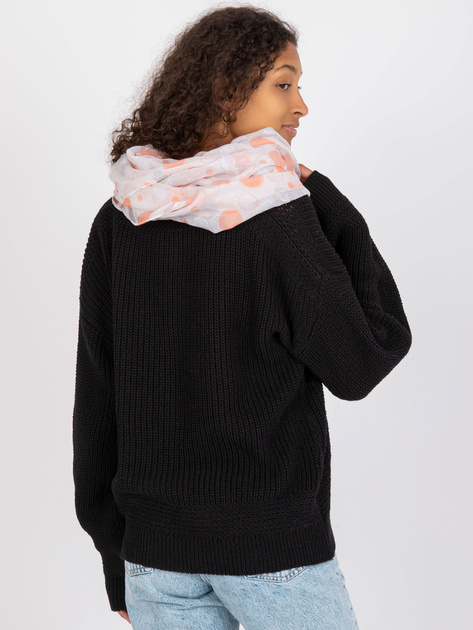 Jasnoszara chusta komin w błyszczące kropki