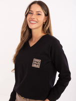 Czarna casualowa bluzka z rękawem 3/4