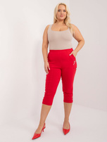 Hurtownia Czerwone dopasowane spodnie 3/4 plus size