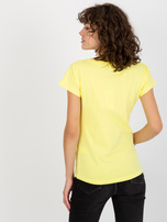 Hurtownia online Jasnożółty gładki t-shirt basic z bawełny 