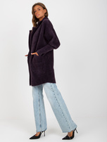 Hurtownia online Ciemnofioletowy płaszcz alpaka z wełną 