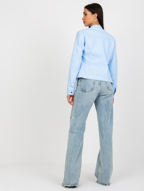 Hurt Jasnoniebieska kurtka z ekoskóry biker z podszewką