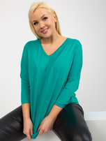 Hurt Turkusowa luźna bluzka plus size basic z wiskozy