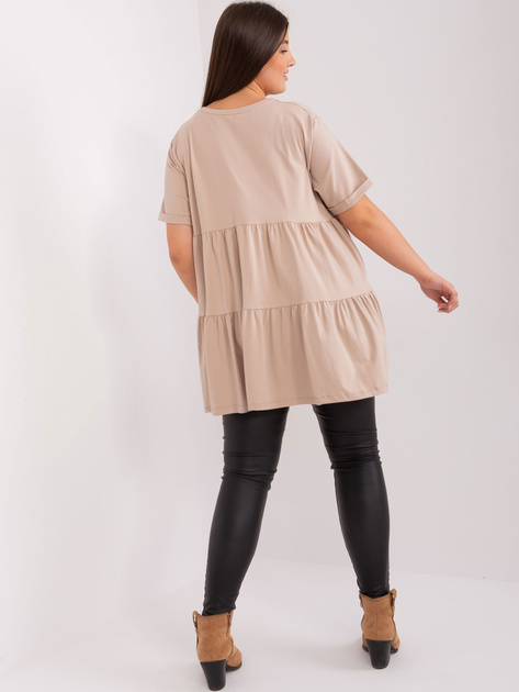 Hurt Beżowa długa bluzka plus size z bawełny