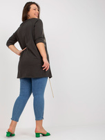 Khaki asymetryczna bluzka plus size z nadrukiem