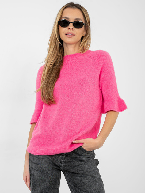 Ciemnoróżowy sweter z domieszką baby alpaki