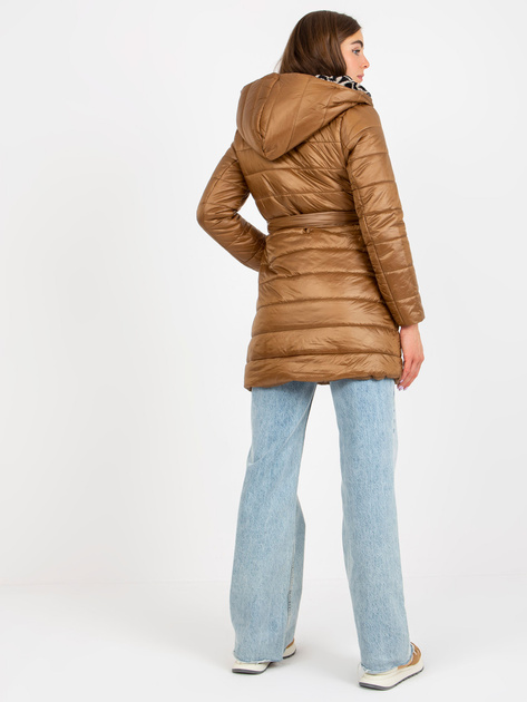 Hurtownia Camelowa pikowana kurtka przejściowa z paskiem