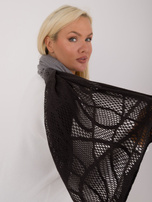 Hurtownia Szaro-grafitowy dzianinowy szal damski z ażurowaniem
