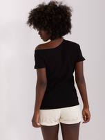 Hurt Czarna  bluzka basic z asymetrycznym dekoltem