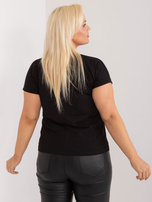 Hurtownia Czarny t-shirt plus size z okrągłym dekoltem