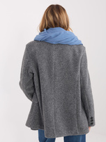 Szaro-niebieski klasyczny szal z frędzlami