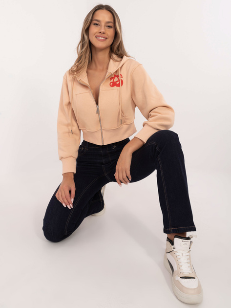 Hurt Camelowa krótka bluza rozpinana z nadrukiem