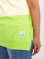 Hurt Ecru-jasnozielona bluzka plus size z bawełny