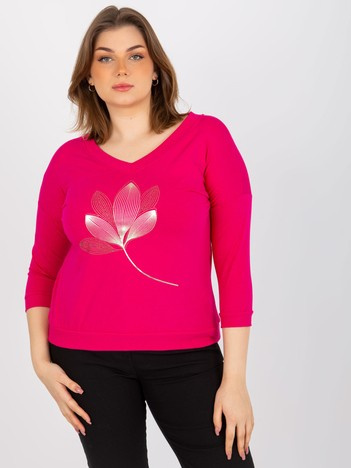 Hurtownia Fuksjowa bluzka plus size z dekoltem V 