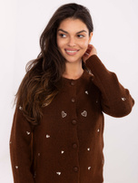 Brązowy rozpinany sweter z guzikami