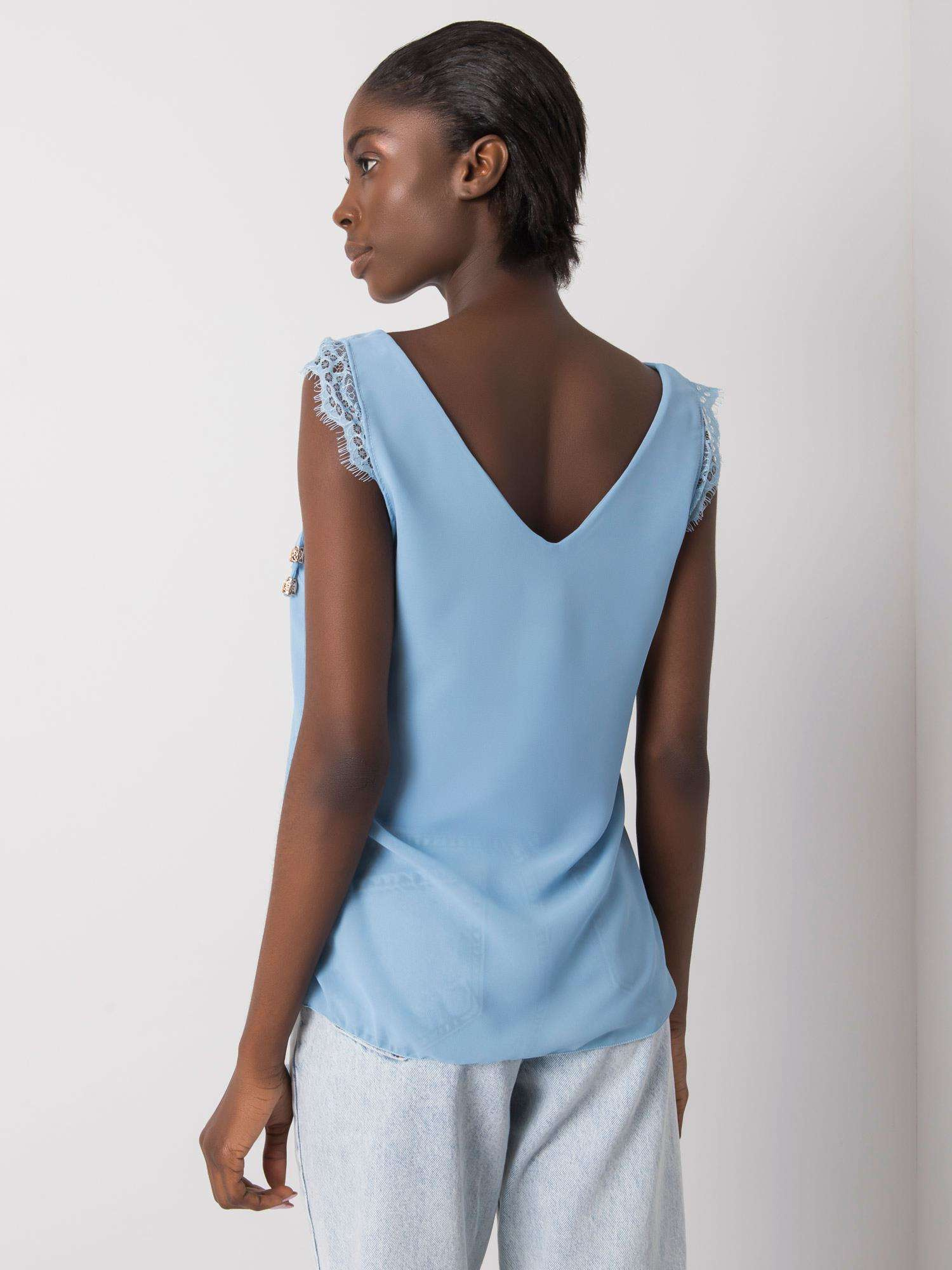 Blauer Top mit Spitze Sapphire.