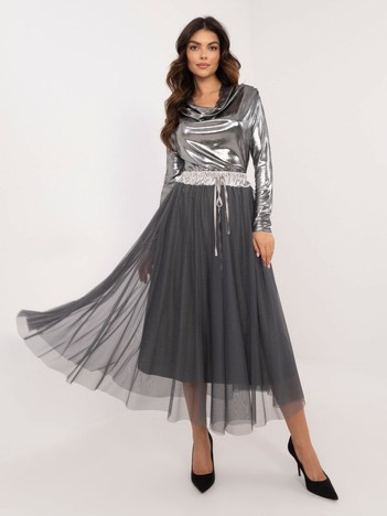 Hurtownia Szara tiulowa spódnica z podszewką