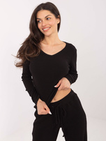 Czarny prążkowany sweter do kompletu