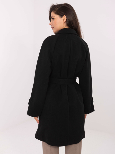 Czarny płaszcz z paskami na rękawach RUE PARIS