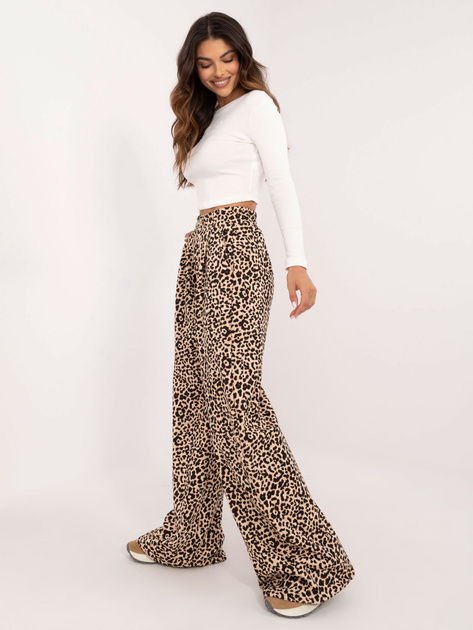 Hurt Ecru-beżowy casualowy komplet ze spodniami panterkę