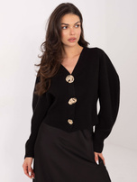 Czarny elegancki sweter z bufiastym rękawem