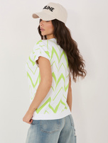 Pistachio cotton blouse with print.