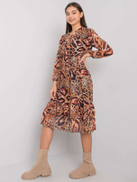 Darina Light Brown Ruffle Dress