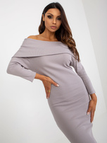 Hurt Jasnofioletowa midi sukienka basic hiszpanka w prążek