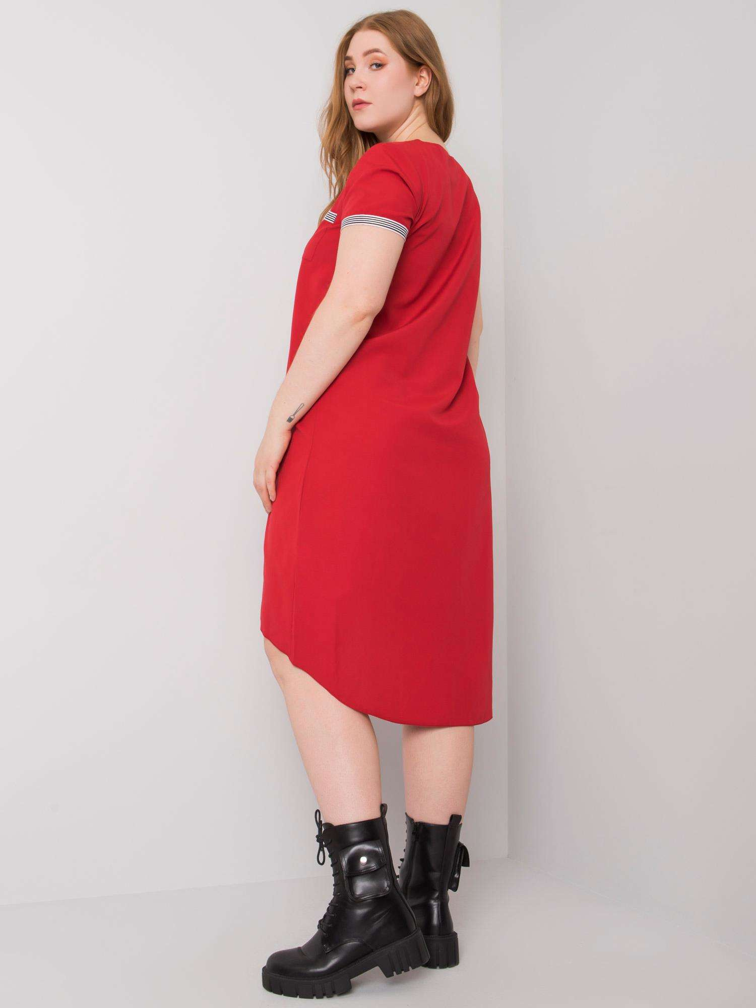 Červené šaty plus size z bavlny Viana.