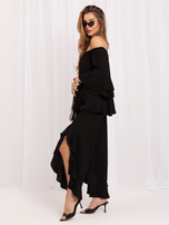 Black summer set with off-the-shoulder sweatshirt RUE PARIS.
