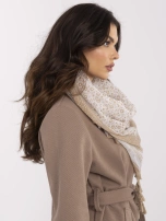 Beżowa damska chusta z frędzlami 