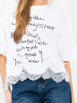 Biała bawełniana bluzka z koronką 