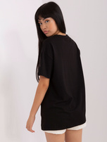 Hurt Czarny t-shirt oversize z nadrukiem OCH BELLA
