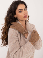 Hurt Camelowe damskie rękawiczki z kokardą