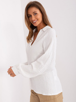 Hurt Ecru luźna bluzka koszulowa z dekoltem V