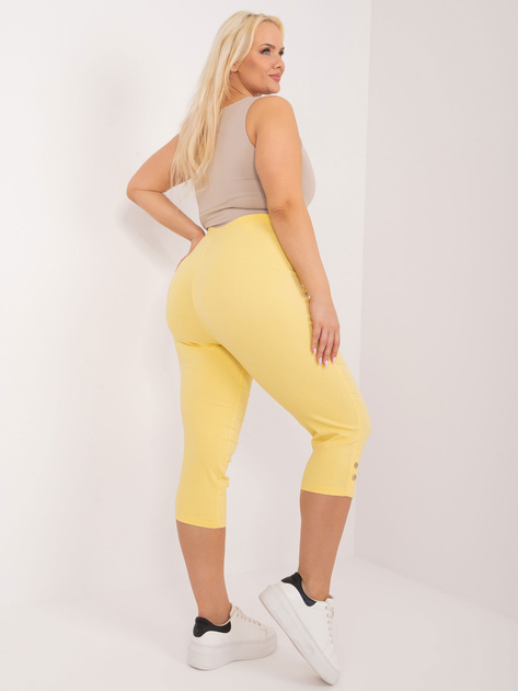 Hurt Jasnożółte spodnie 3/4 plus size z materiału