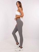 Hurt Ciemnoszare sportowe legginsy damskie w prążek