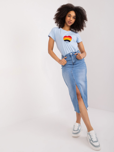 Hurt Jasnoniebieski t-shirt z haftem BASIC FEEL GOOD